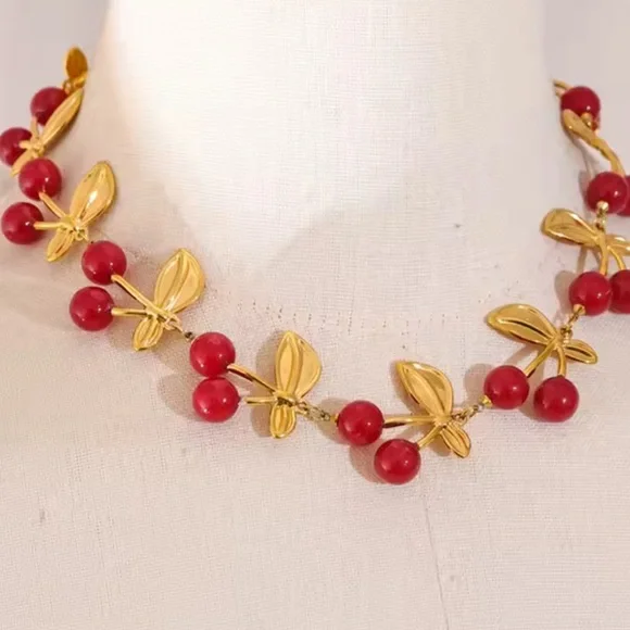 Anthropologie New adjustable Cherry Gold Women's Necklace - Picture 3 of 13